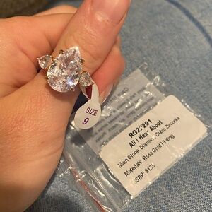 Bomb Party April Birthday Rose Gold Cubic Zirconia Ring
